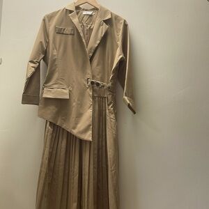 Asymmetrical Pleated Trench-Inspired Dress